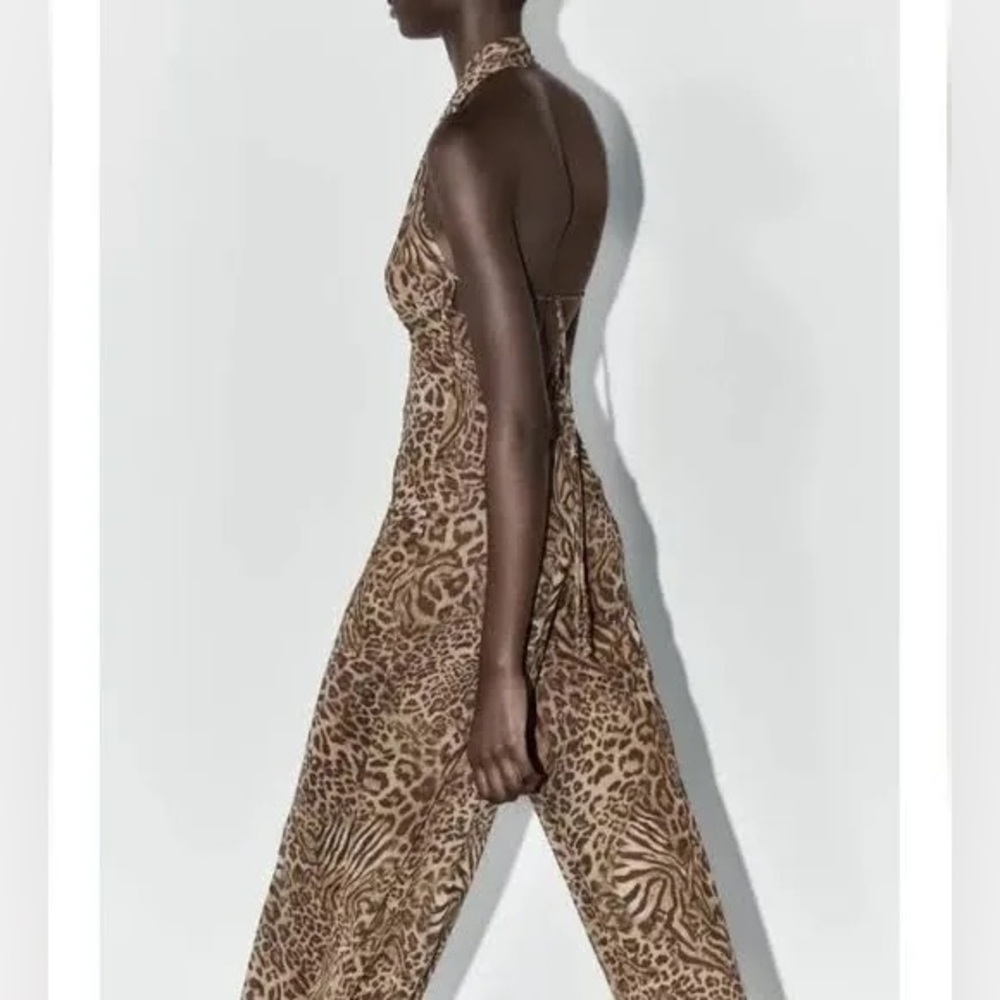 Animal print tulle halter jumpsuit - Picture 7 of 7